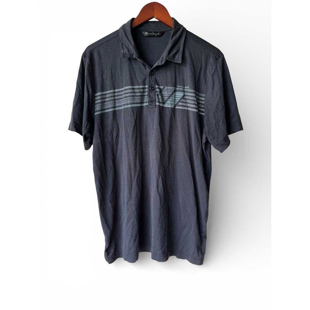 Mens Travis Mathew Performance Polo Golf Shirt Size L Gray Black